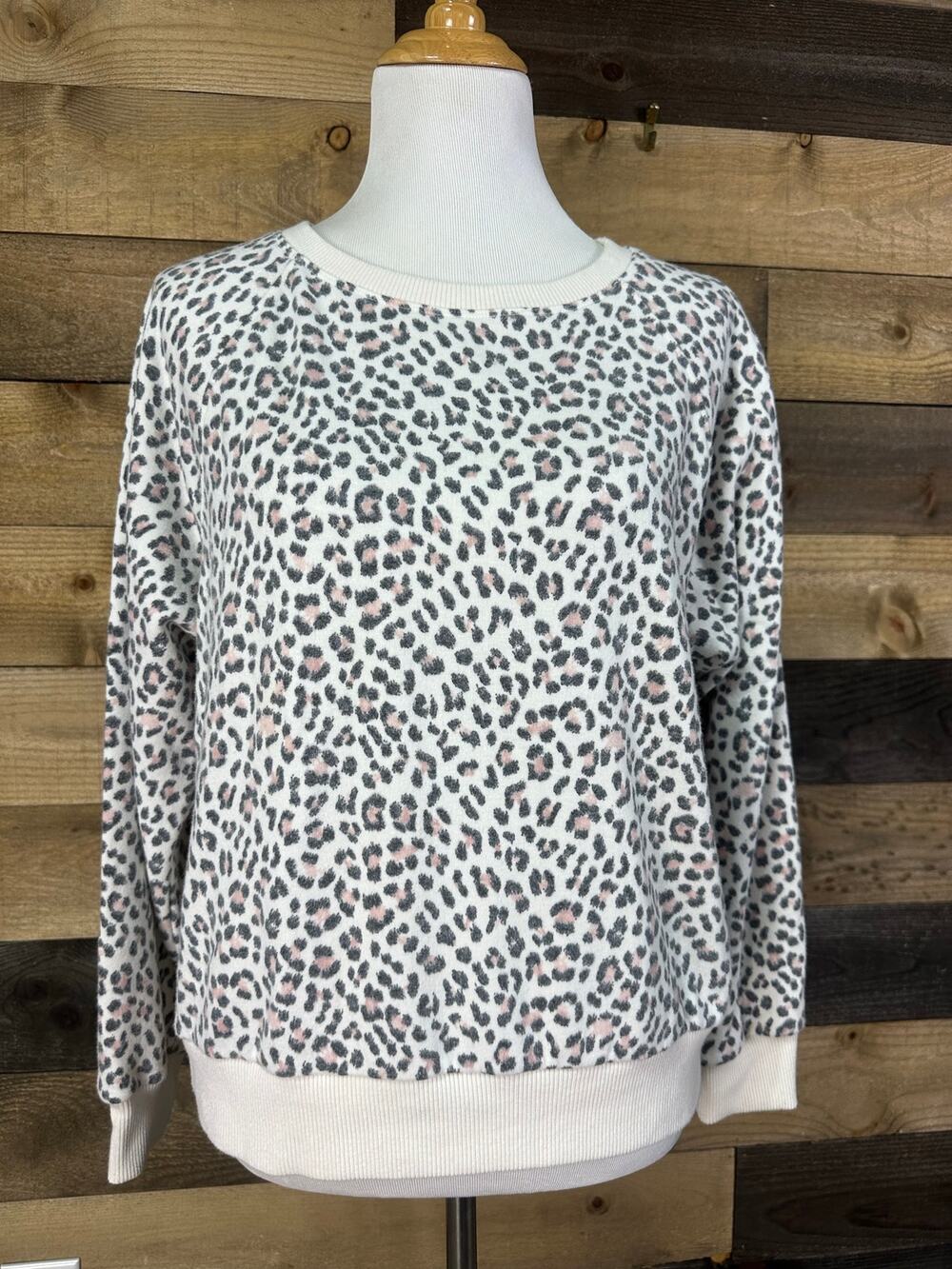 VICTORIA’S SECRET Leopard Print French Terry Sweatshirt Size M